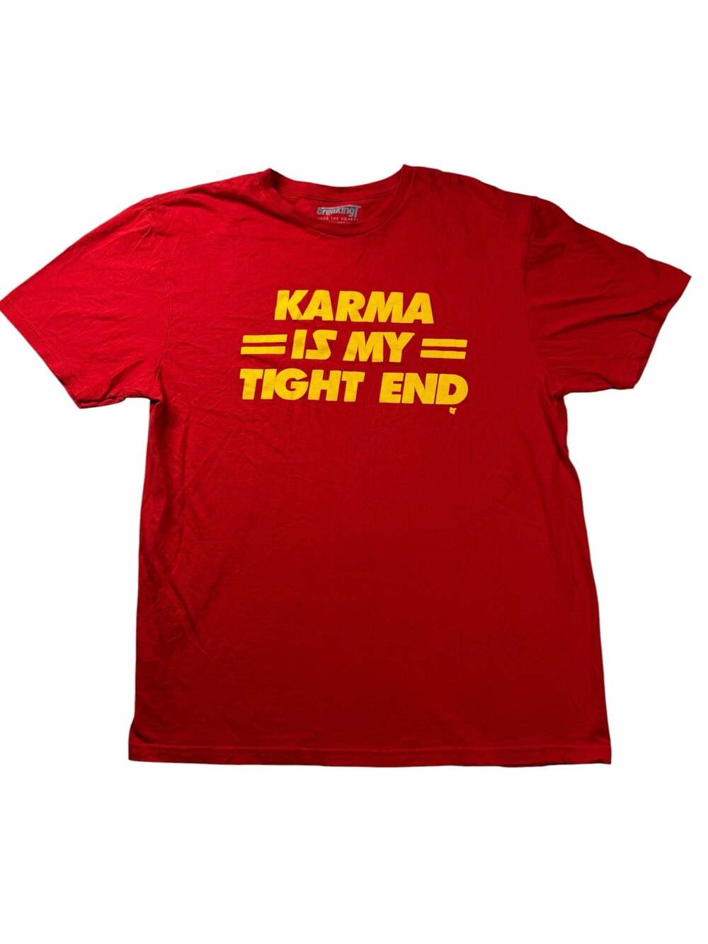 BreakingT Karma Is My Tight End Chiefs Football Graphic T Shirt Red Women’s XL